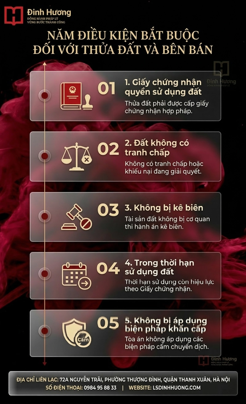 Năm điều kiện bắt buộc đối với thửa đất và bên bán