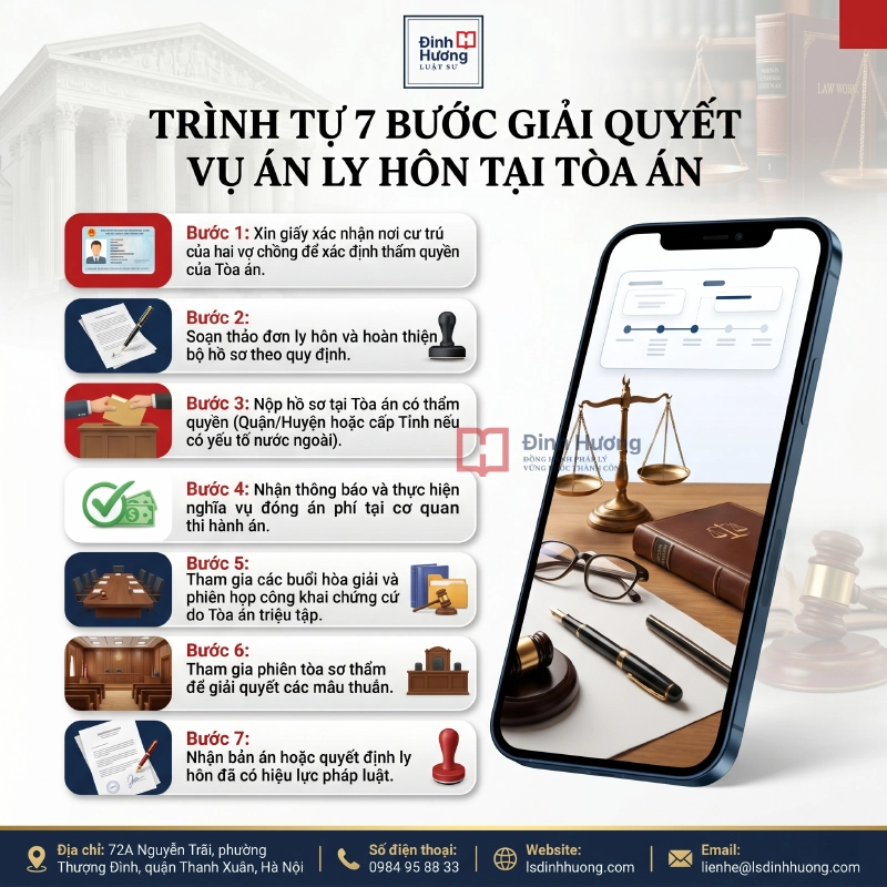 Các bước giải quyết vụ án ly hôn tại tòa án