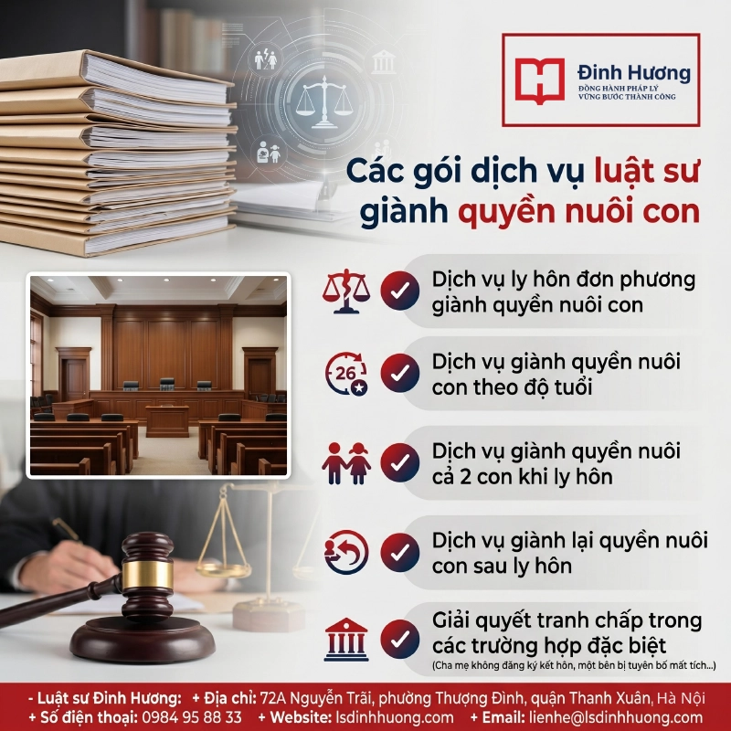 Các gọi dịch vụ thuê luật sư giành quyền nuôi con tại Luật sư Đinh Hương Các gọi dịch vụ thuê luật sư giành quyền nuôi con tại Luật sư Đinh Hương