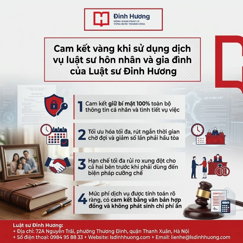 Cam kết vàng khi sử dụng dịch vụ luật sư hôn nhân và gia đình của Luật sư Đinh Hương Cam kết vàng khi sử dụng dịch vụ luật sư hôn nhân và gia đình của Luật sư Đinh Hương