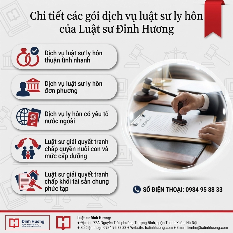 Các gói dịch vụ ly hôn của Luật sư Đinh Hương Các gói dịch vụ ly hôn của Luật sư Đinh Hương