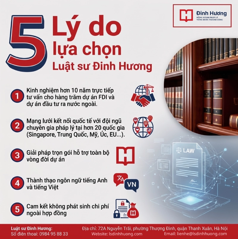 Các lý do lựa chọn luật sư Đinh Hương cho dịch vụ luật sư lĩnh vực đầu tư nước ngoài Các lý do lựa chọn luật sư Đinh Hương cho dịch vụ luật sư lĩnh vực đầu tư nước ngoài