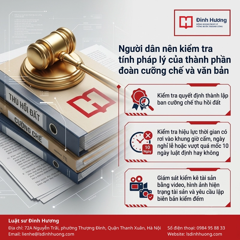 Người dân kiểm tra tính pháp lý của thành phần đoàn cưỡng chế và văn bản