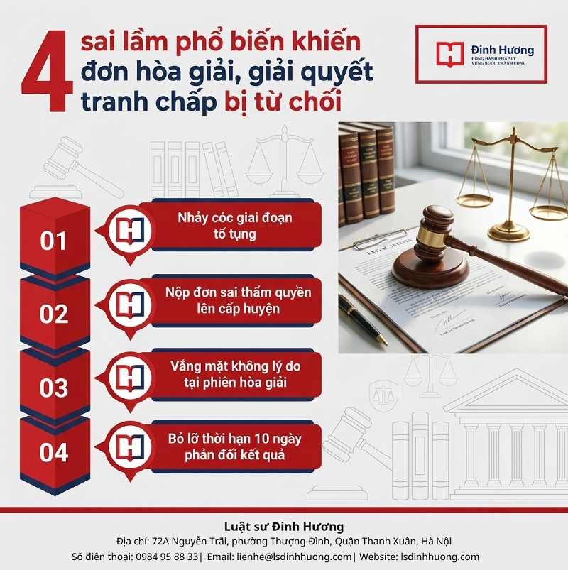 4 sai lầm phổ biến khiến đơn hòa giải, giải quyết tranh chấp bị từ chối 4 sai lầm phổ biến khiến đơn hòa giải, giải quyết tranh chấp bị từ chối